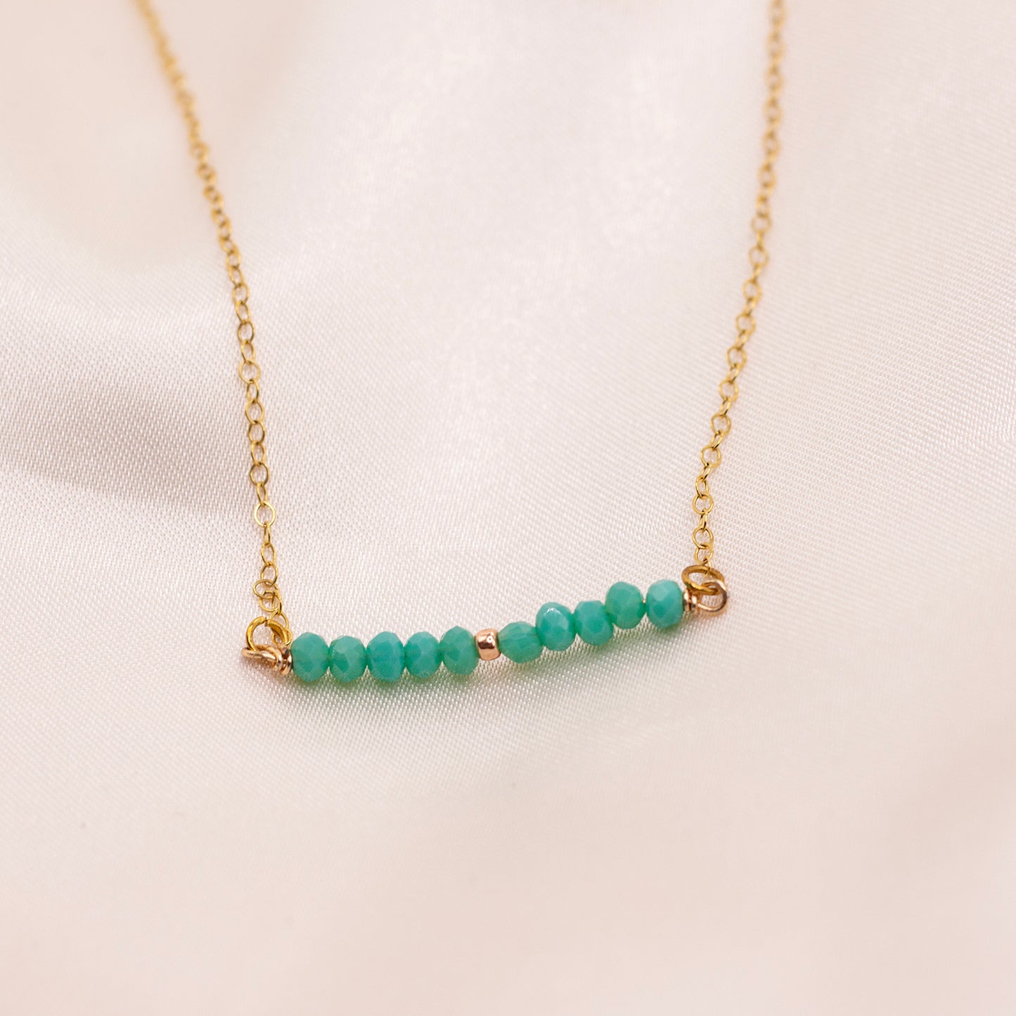 Teal Beaded Bar Necklace