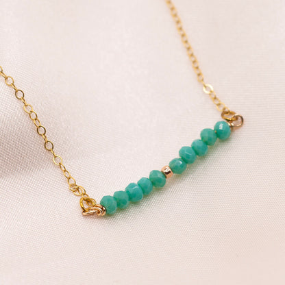 Teal Beaded Bar Necklace