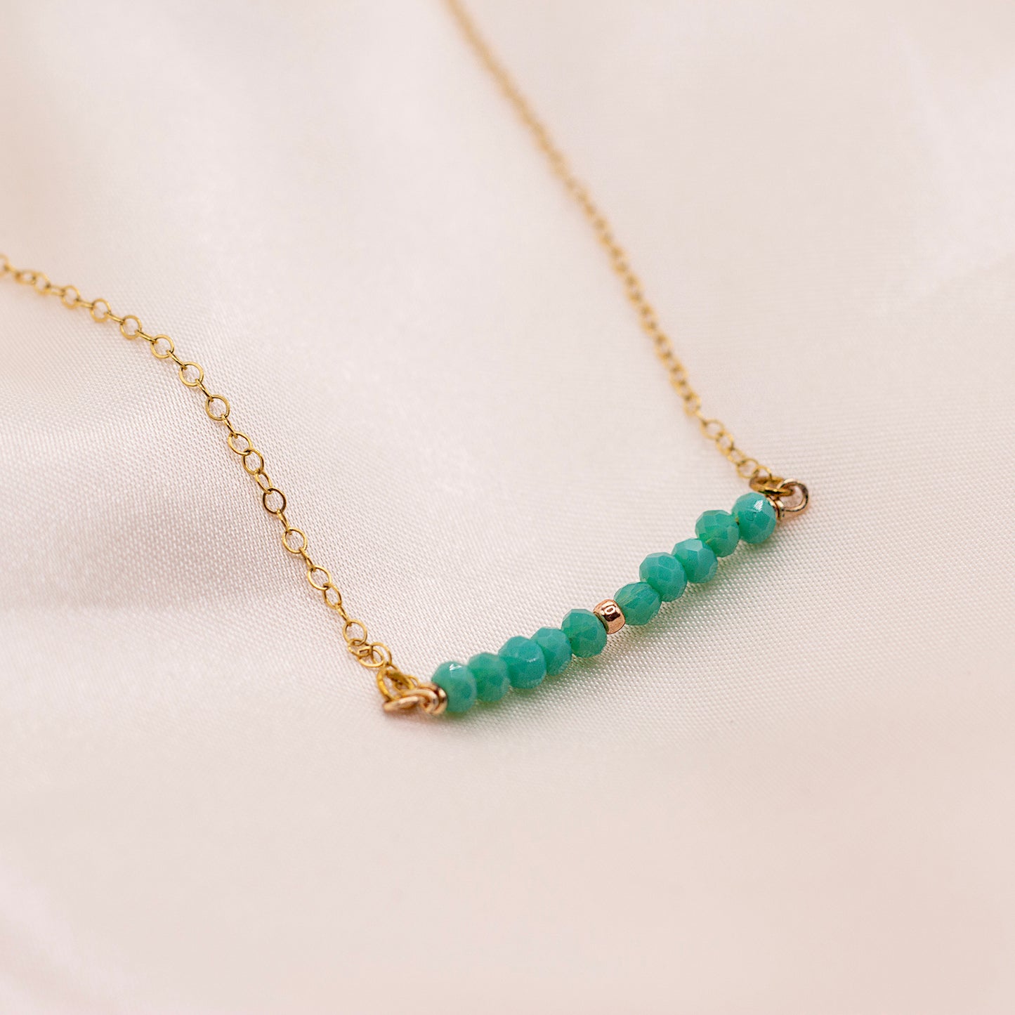 Teal Beaded Bar Necklace